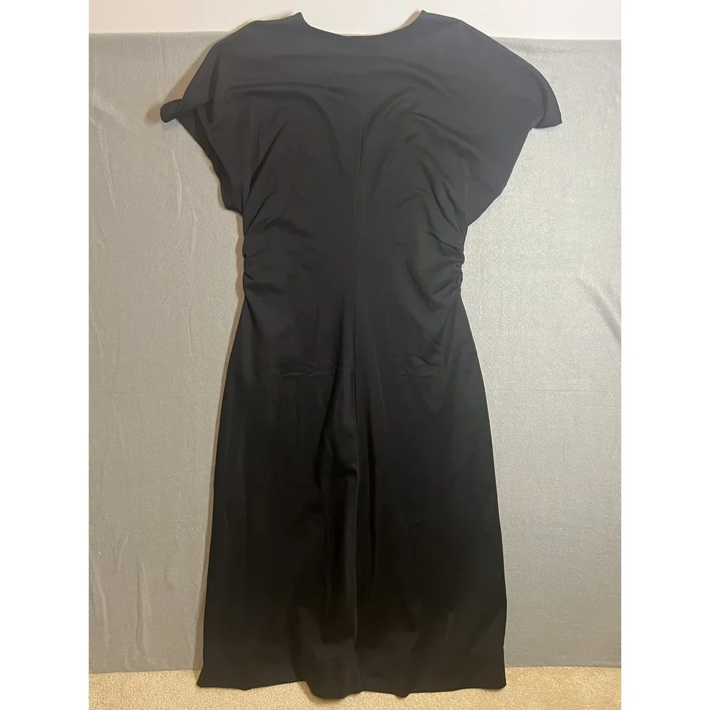 Banana Republic Women's Black Ruched Sheath Dress Size Large Short‎ Sleeve Midi - Picture 12 of 12